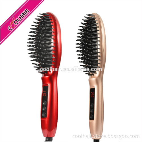 Red Electric heat hair brush straightener 2016 new arrival auto-lock function